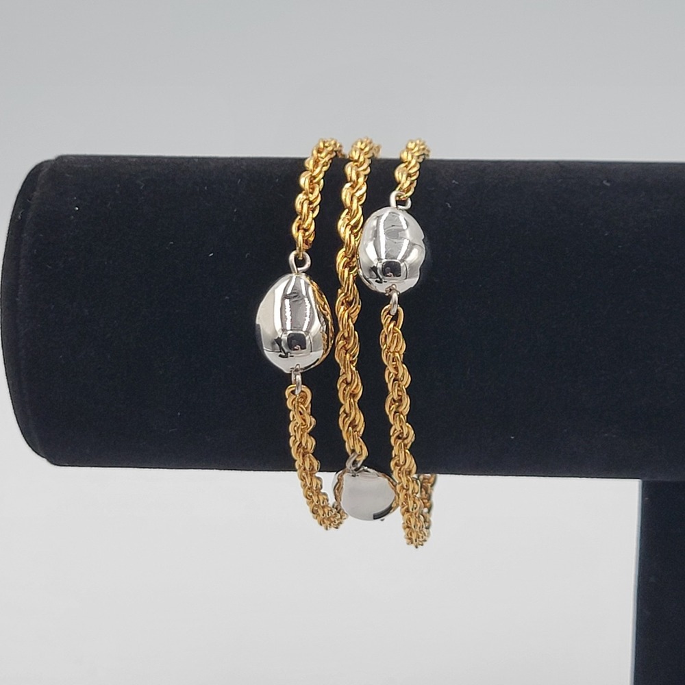 Vintage‎ Monet Bracelet Gold Tone 3 Strands Silver/gold